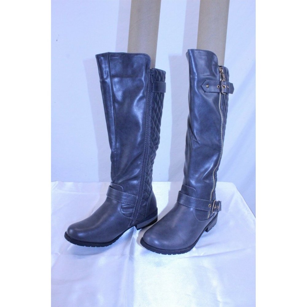 Women's Knee High Riding Boots with Buckle & Side